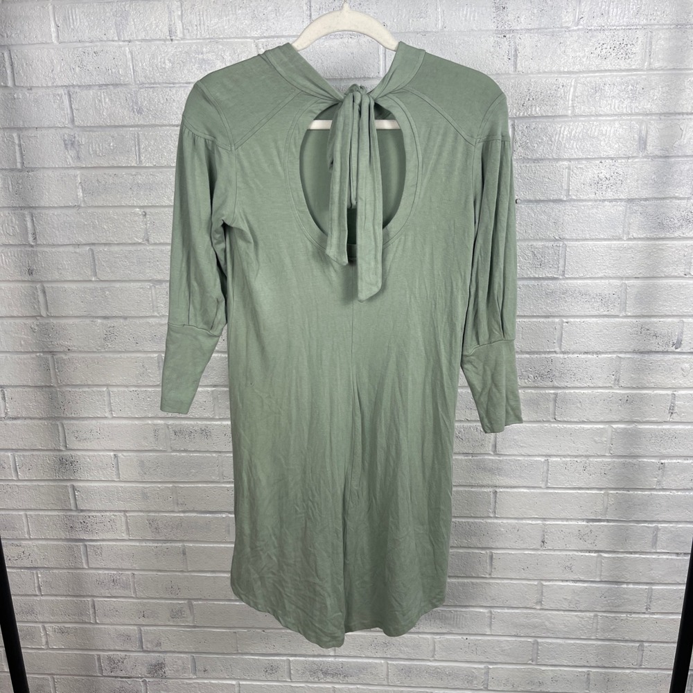 Kiya Tomlin Keyhole Back Shift Dress Womens XS Green Minimalist Quiet Luxury - Picture 2 of 8